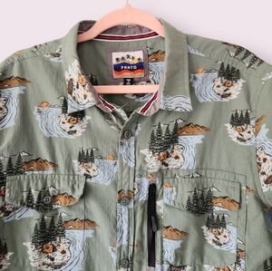 PRNTD |‎ EUC Great Outdoors Camp Shirt Green Size XL